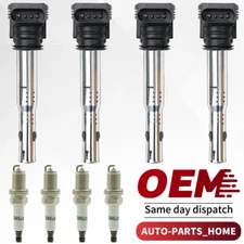 4x Ignition Coil & 4x Spark Plug For Audi A3 A4 A5 A6 TT VW GTI Passat L4 UF575