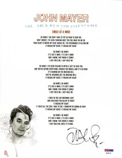 JOHN MAYER SIGNED EMOJI OF A WAVE LYRIC SHEET PSA DNA FULL LETTER