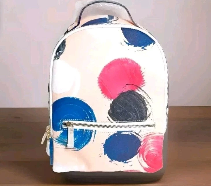 Mochila Neiman Marcus Abstracta Mediana Rubor Melocotón Imitación Cuero Saffiano Nueva con Etiquetas Foto 2 de 4