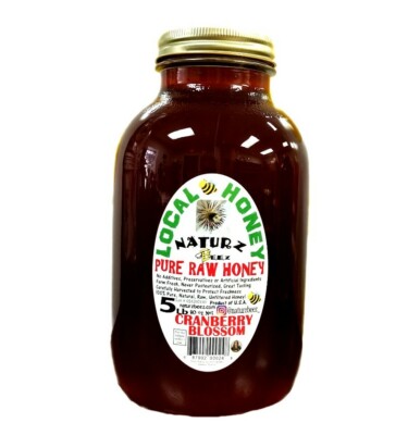 RAW HONEY CRANBERRY BLOSSOM 5 LB 2.2 Kg  100% PURE RAW USA UNFILTERED Glass 5LB