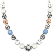 Mariana Cosmo Silver Necklace Air Blue Peach White Crystal Mix Mosaic 1055 NWT