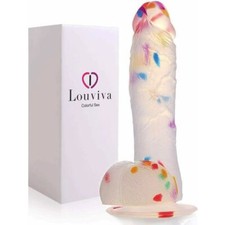 Dildo Realistischer Künstlicher Penis Saugnapf Flexibel Silikon Konfetti 20cm