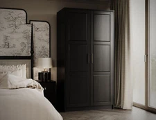 100% Solid Wood 2-Door Urban Wardrobe Armoire with Solid Wood Doors