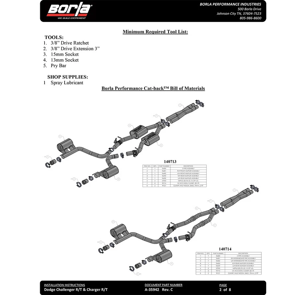 Escape trasero de acero inoxidable Borla 140714 ATAK para Dodge Challenger 2016-23 5,7 V8 Foto 4 de 4