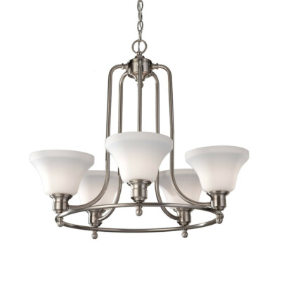 Feiss Cumberland 5 Light Chandelier in Brushed Steel F2829/5BS