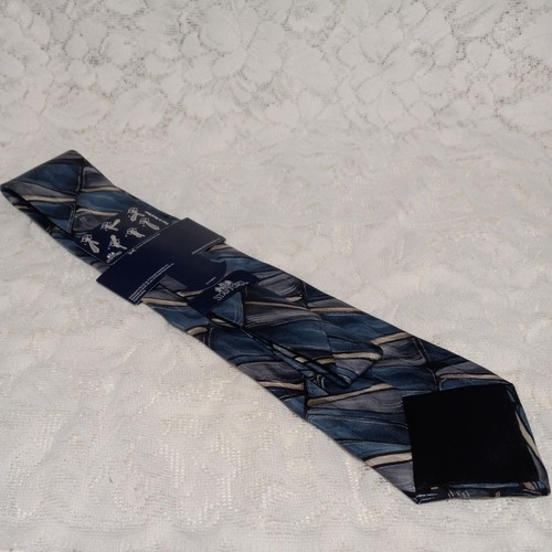 Stafford Neckwear Silk Necktie Blue/Silver Geometric Classic 57x 4" USA New Gift - Picture 3 of 6