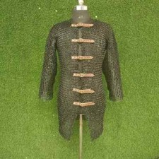 Medieval chainmail shirt,Flat Ring Riveted With Solid rings chain mail Hauberk