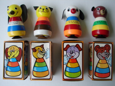 TOY VINTAGE 1967 WATER TRICK GAG HONG KONG SQUIRT ANIMAL ELEPHANT BEAR DOG & CAT