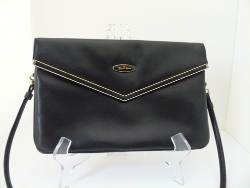vtg etienne aigner black handmade leather clutch bag purse