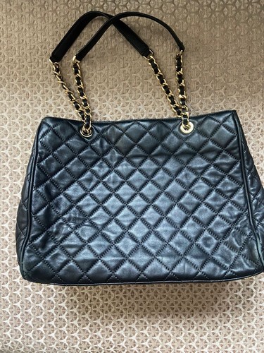 Michael Kors Susannah Black Napa Quilted Leather Shoulder Bag Purse Chain Large - Picture 2 of 14