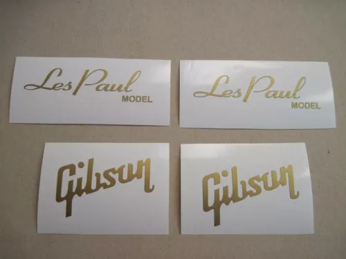 4 LES PAUL MODEL CST GIBSON GUITAR HEADSTOCK DECAL VINYL STICKER LOGO