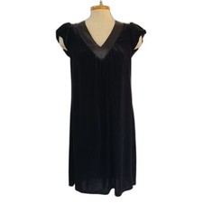 Retro Velvet Little Black Dress Cocktail V Neck Mini SMALL Closet Staple Elegant
