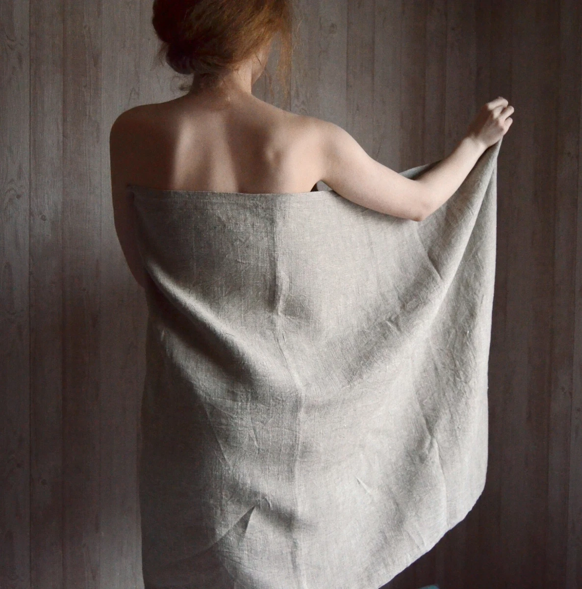 Softened LINEN Bath Sheet Rustic SPA Massage Towel 100 Flax