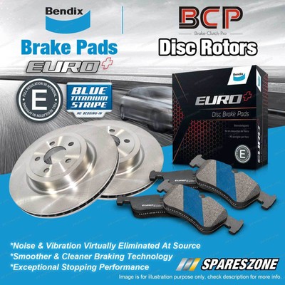 Front BCP Disc Rotors + Bendix Euro+ Brake Pads for Audi A3 8L1 1.8L ...