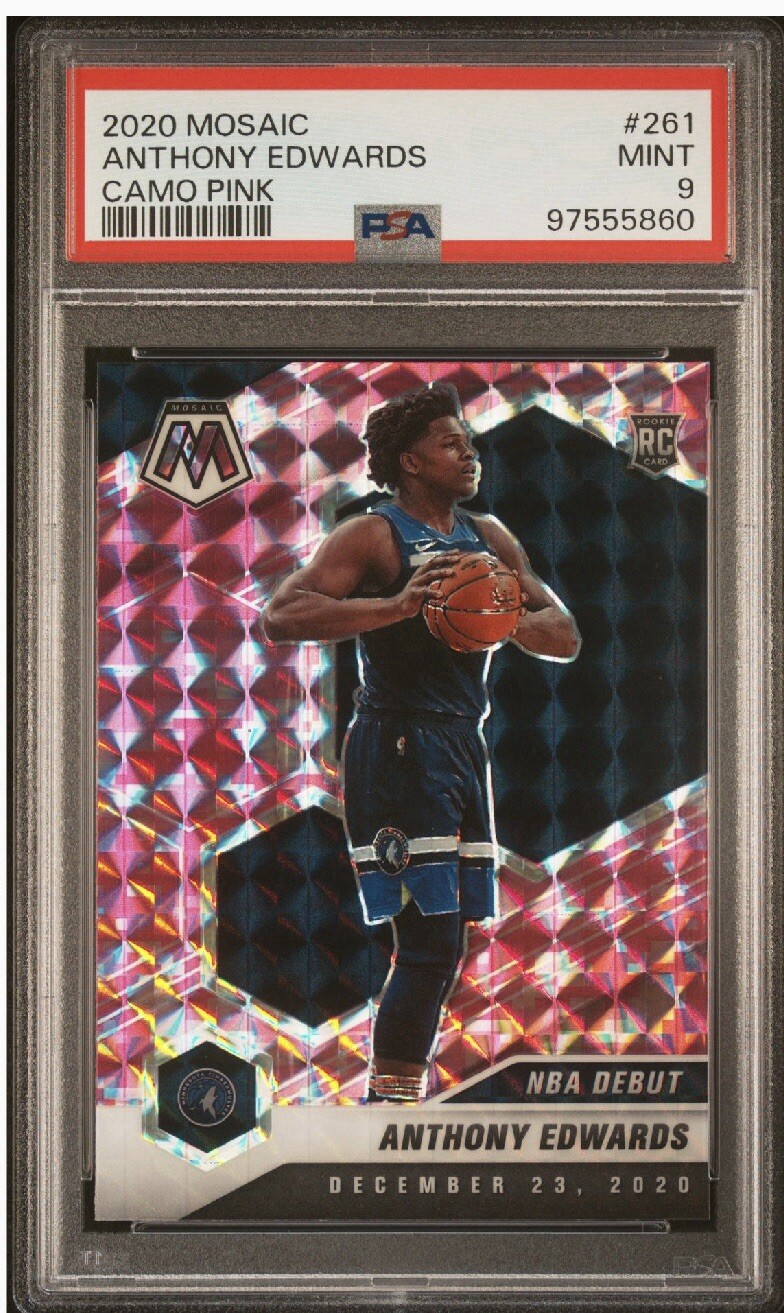 2020-21 Anthony Edwards Panini Mosaic Camo Pink RC Rookie #261 PSA 9 MINT