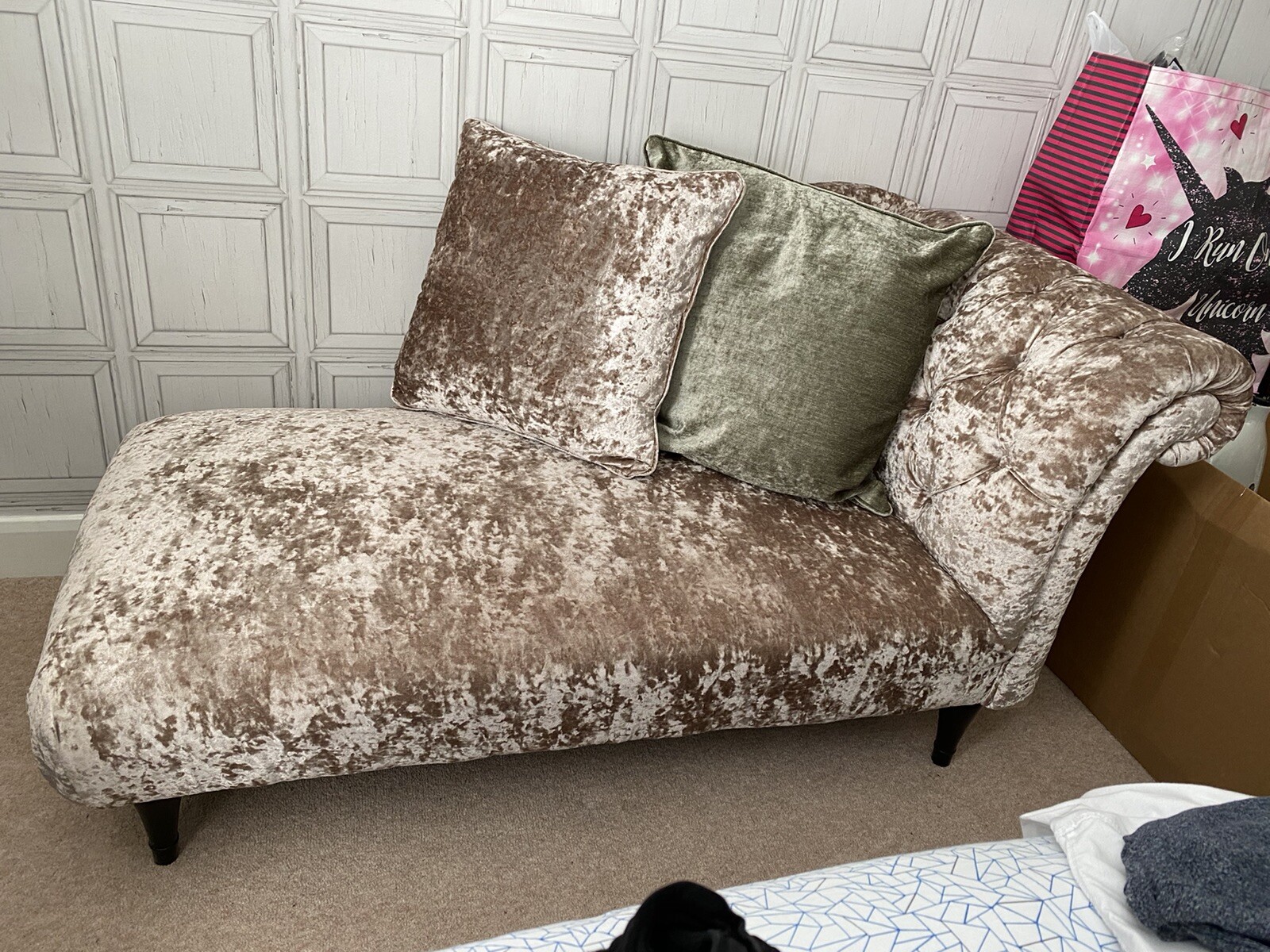 DFS chaise longue Crushed Velvet eBay