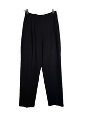 St John Basics Black Santana Knit Pleated Front Elastic Waist Pull-on Pants sz 8
