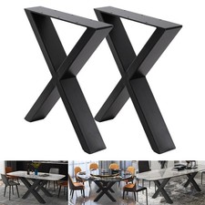 2x Heavy Duty Industrial X-Frame Metal Table Legs for Coffee Table Desk Bench