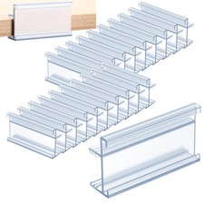 50 Pcs Shelf Label Holder 1.25" x 2.5" Clear PVC Clips, 3/4" Thick