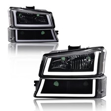 LED Headlight Assembly for Silverado 1500 2500 3500 HD 2003-2006 Black Housing