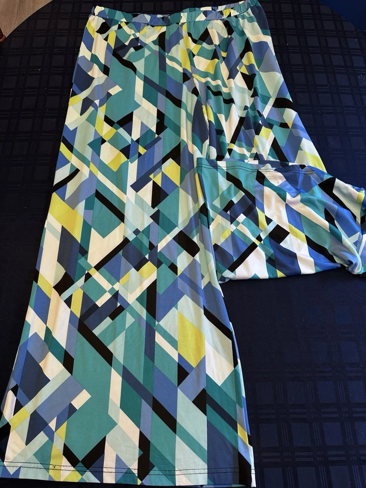 Новые направления женщин многоцветный изогнутый свободного кроя широкие ноги леггинсы брюки XL - Изображение 2 из 4