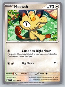 Meowth 052/165 Scarlet & Violet 151 Common
