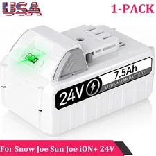 1 Pack 7.5Ah 24V Battery for Snow Joe + Sun Joe iON+ 24V 24VBAT-LTX 24VBAT-LTW