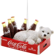 Kurt Adler Coca-Cola Polar Bear in Crate Ornament