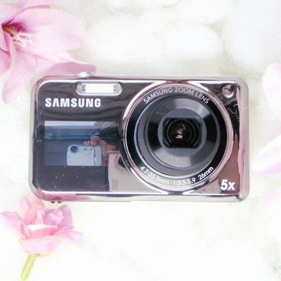 Chrome Samsung PL120 Selfie Screen Digital Camera Complete Package Vintage Y2k