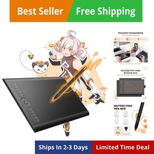 M10K Drawing Tablet, 10x6 inch Large Graphics Tablet with Touch Ring, 8192 Le...