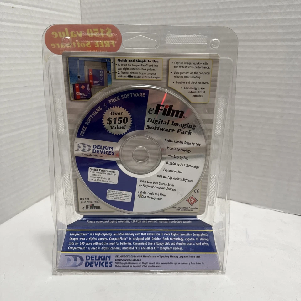 New Delkin 8 MB CompactFlash Card DDCFFLS2-8 + Digital Imaging Software Pack - Image 4 of 4
