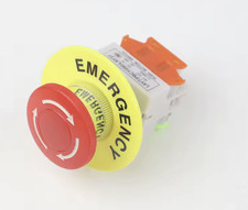 22mm Latching Emergency Stop Push Button Switch + Emergency Stop Sign UK SELLER