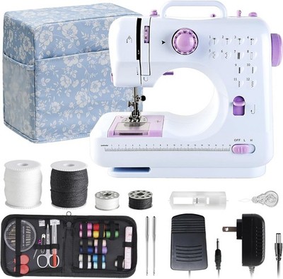 Mini Portable Sewing Machine Beginners Kids 12 Stitch 2-Speed Foot Pedal Dual