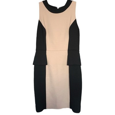 Vintage Milly New York Sleeveless Dress Sheath Wool Blend Black Tan Size 10 USA