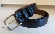 Cinturón de cuero talla 38 TORINO negro anilina Kipskin hombros #55070 tono plateado usado en excelente estado