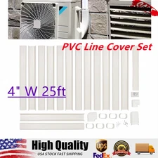 4" W 25 Ft Decorative PVC Line Set Cover Kit for Mini Split Air Conditioners