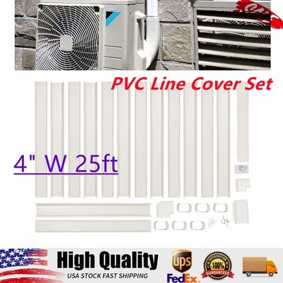 4'' W 25 Ft Decorative PVC Line Set Cover Kit for Mini Split Air Conditioners