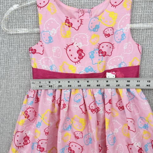 Hello Kitty Dress Girls XS 4/5 Pink Sleeveless Bow Rainbow Tulle Party Sanrio - Picture 4 of 12