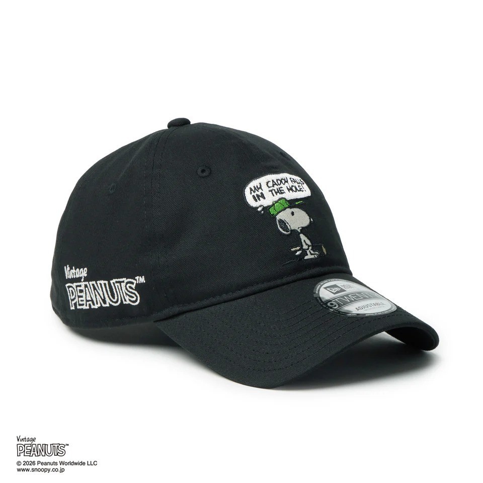 NEW ERA 9TWENTY Vintage PEANUTS GOLF Snoopy & Woodstock Black