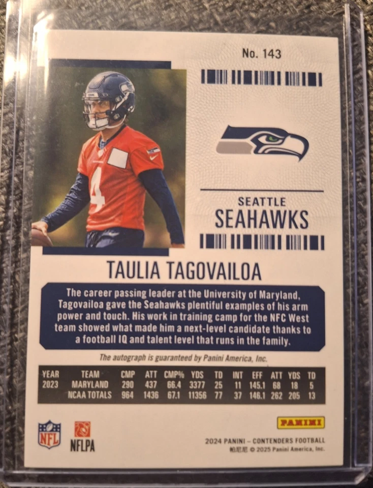 2024 Panini Contenders Green Rookie Ticket Autograph Taulia Tagovailoa Rc - Image 2 of 2