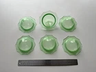 Vintage Uranium Green Depression Glass Shrimp Cocktail Bowl Insert Lot of 6.