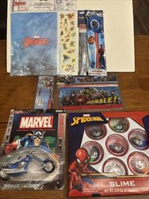 Marvel Comics Collectible Lot Stickers/Pencils/Slime/Motorcycle/Wand