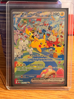 Pokémon TCG Pikachu ex 149/128 Deutsch Secret Rare Full Art Holo 30 Jahre KP 190