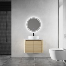 30'' Wall-Mounted Bathroom Vanity With Ceramic Art Sink  2-Soft-Close Door, K