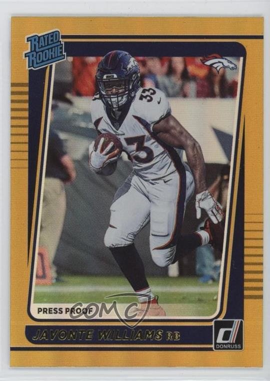 2021 Panini Donruss Rated Rookie Press Proof Premium Javonte Williams #275 13y1