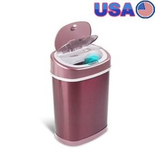 Touchless Trash Can 4 Gal Motion Sensor Oval Stainless Steel Indoor Waste Bin US