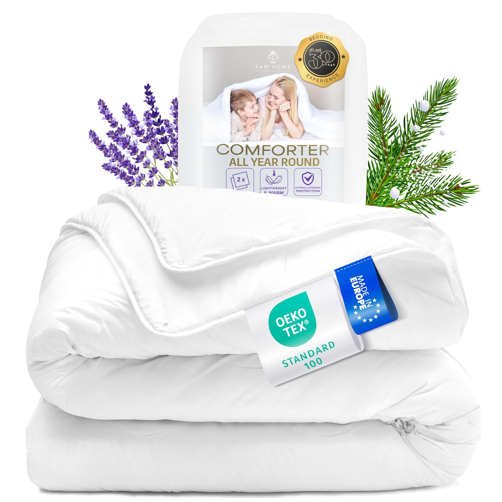 Couette 4 Saisons 135x200 Modulable et Lavable en Microfibre Blanche