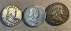 1960d 1962 1963d Franklin Silver Half Dollars Lot of 3