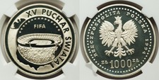 Silver Coin Poland 1994MW 1000 Z FIFA World Cup of Soccer NGC PF 66 Ultra Cameo