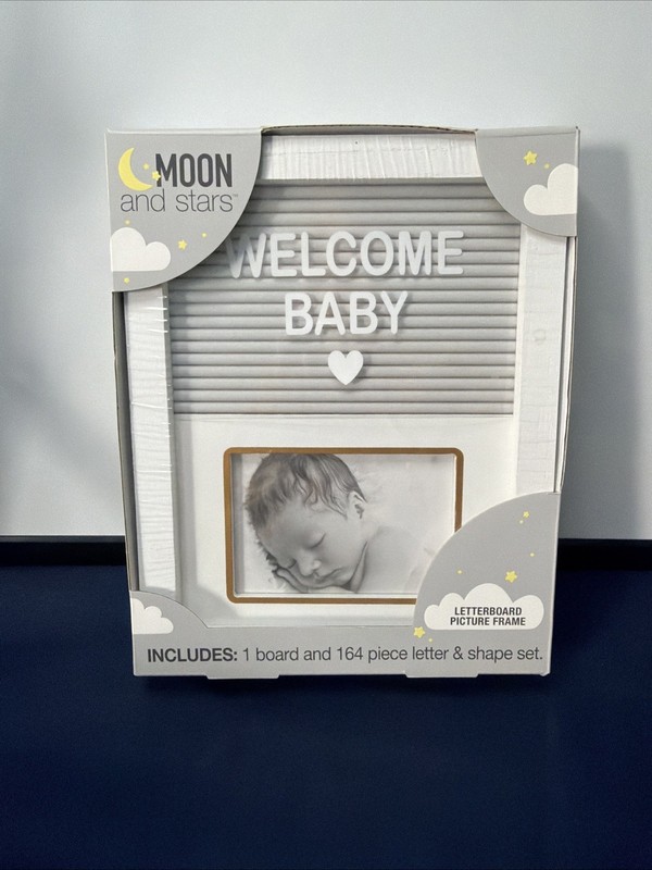 Moon & Stars Letterboard Baby Picture Frame 164 Changeable Letter Number Shape